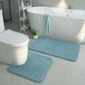 HOMORE Bathroom Rug Set 2 Piece, Soft Absorbent Bath Mats Set,Machine Washable Spa Blue Bath Rug Sets for Bathroom Non Slip,(21"x34"+21"x21") Plush Shaggy U Shape Contour Toilet - color: Spa Blue