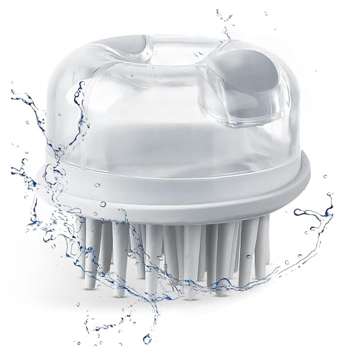 Silicone Scalp Massager, Manual Hair & Scalp Scrubber Shampoo Brush for Dandruff, Buildup, Itch, & Hair Growth - Soft Exfoliating Silicone Bristles for Wet & Dry Hair (Grey)