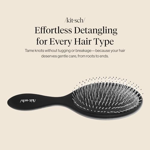 Kitsch Wet/Dry Hair Brush Detangler – Flexi Hair Brush for Women, Men & Kids | Detangling Brush for Curly Hair, Bounce Curl Defining Brush for Wet or Dry Strands - Flexi Black - color: Flexi Black