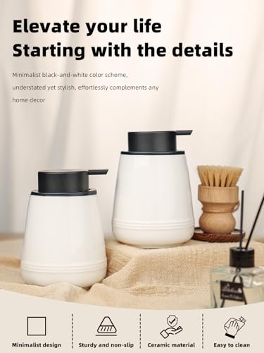 Ceramic Soap Dispenser 13oz,Hand Wash Soap Dispenser (Liquid Dispenser White) - color: Liquid Dispenser White