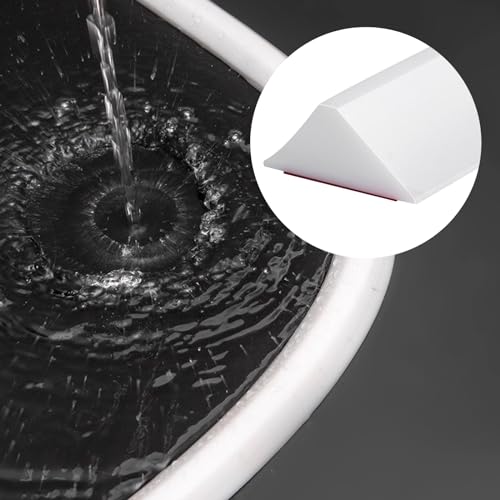 39 Inch Collapsible Shower Water Dam, Self Adhesive Shower Threshold Water Stopper Barrier Strip Dry and Wet Separation Retention System for Bathroom, Kitchen, Sink (White) - color: White