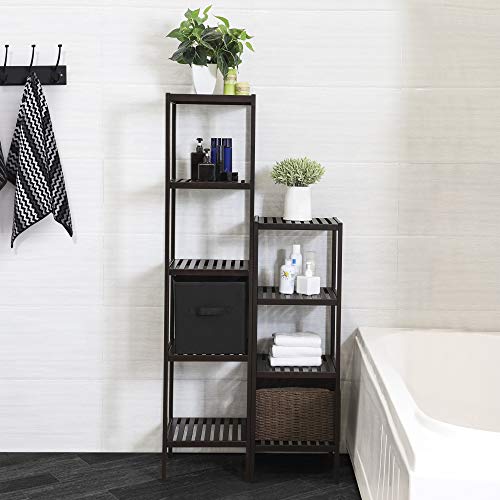 SONGMICS Bamboo Storage Shelf, 4-Tier Shelving Unit, Multifunctional, in the Entryway, Bathroom, Living Room, Balcony, Kitchen, 13 x 13 x 38.6 Inches, Brown UBCB54C - color: Brown, size: 4 Tiers (13"D x 13"W x 38.6"H)