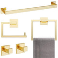YACVCL 5-Piece Bathroom Hardware Accessories Set 23.6 inch Towel Bar Set Modern Towel Rack Set Stainless Steel Wall Mounted Bathroom Towel Holder Set(Bright Gold) - color: Bright Gold