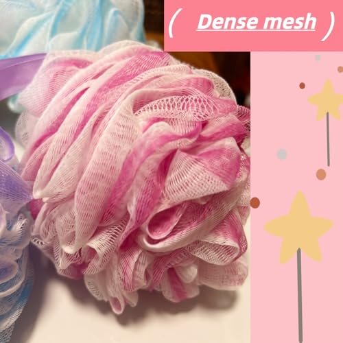 Loofah Sponge 75g/Piece, Exfoliating and Soothing Body, Soft Bath Puffs for Women and Men, Set of 4