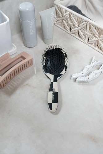 FRAMAR Checkered Print Hair Brush Detangler – Wet Hair Brushes For Women, Womens Hair Brush, Black and White Checkered Hair Accessories, Hairbrush For Women, Cepillos Para Cabello – Detangle Brush - color: Checkered