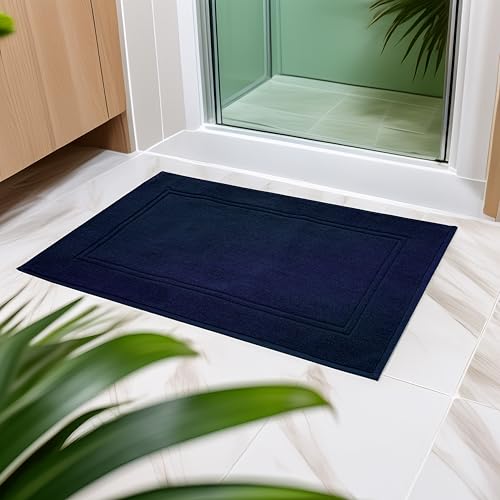 Tens Towels Pack of 2 Bath Mats 100% Cotton, 20 x 32 Inches, Super Absorbent, Hotel Quality Premium Floor Towels, Luxurious, Soft & Quick Dry, Not a Bathroom Rug, Navy - color: Navy