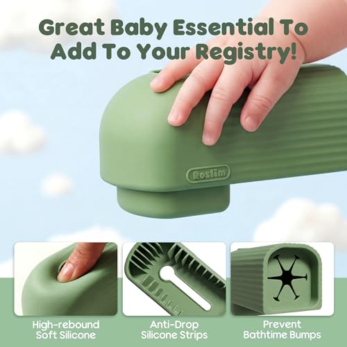 Roslim Silicone Baby Bathtub Faucet Cover, Bath Faucet Cover for Kids Bathtub Safety, Spout Cover for Baby, Toddler，Upgraded Bath Tub Spout Protector Cover, Universal Fit, Olive Green - color: Olive Green