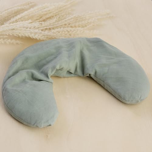 Bucky Linen Hot & Cold Neck Pillow, Natural Buckwheat Filling, Sage, 25x6.5-inch - color: Sage
