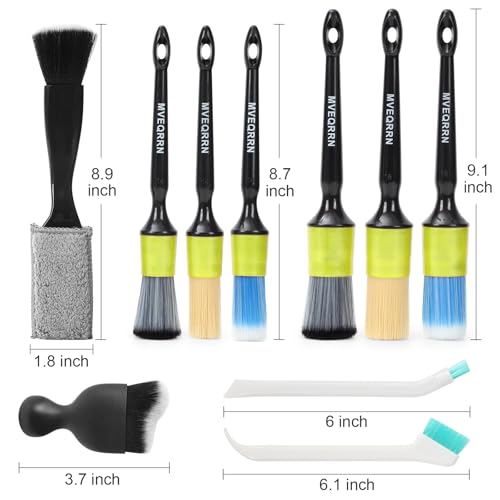 10PCS Car Detailing Brush Set,Boars Hair Car Cleaning Detail Brush kit,Ultra Soft No Scratch Car Dust Brush,Car Interior Detailing Brushes Kit,Detail Brushes Car Detailing for Interior Exterior(green) - color: 10PCS detail brush set green