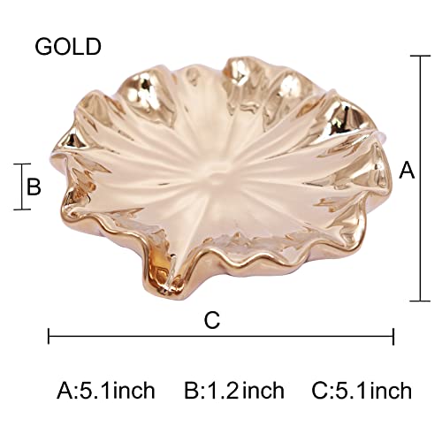Soap Dish with Drain Ceramic Gold Lotus Leaf Soap Holder Soap Saver for Bar Soap, Kitchen Sink, and Bathroom Shower - color: Gold