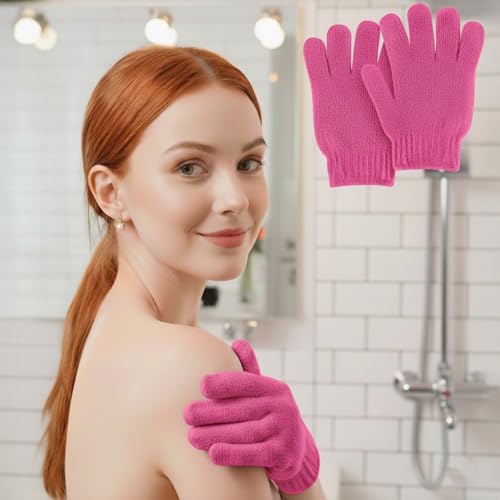 Exfoliating Glove for Shower-Body Exfoliator Scrub Gloves,Shower Gloves for Scrubbing Dead Skin,for Women Men Bath Spa - color: Red 2
