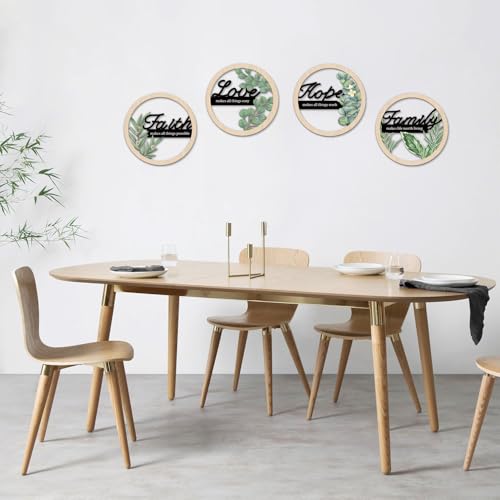 TOARTi Bohemian Inspirational Wooden Hanging Signs Sage Green Botanical Wall Art for Bedroom Living Room Eucalyptus Faith Hope Love Family Positive Affirmations Wall Decor Hollow Boho Minimalist Wood Plaques - color: Green Leaves Quotes Wall Art