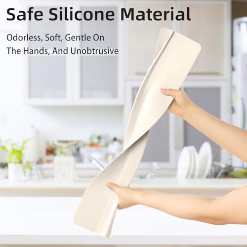 23" Ultra Silicone Sink Splash Guard Released in 2026,Self-Draining Water Splash Guard for Kitchen Sink,Bathroom and Island,with 3.5" High Splash Guard & 7 Strong Suction Cup (Beige) - color: Beige