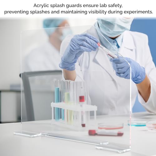 Marketing Holders Clear Acrylic Splash Guard Panel Barrier 23.5" x 4.5" x 18" with Feet and Cutaway for Splatters and Messes - size: 23.5"W x 4.5"D x 18"H