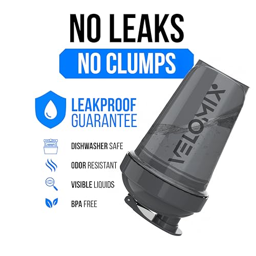 VELOMIX -2 Pack- 20 oz Protein Shaker Bottles for Protein Mixes - 2x Wire Whisk | Leak Proof Shaker Cups for Protein Shakes and Pre Workout | Protein Shaker Bottle Pack (B6) Gray/White - color: B6) Gray / White