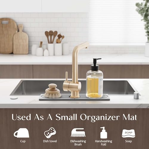 Eormoe Kitchen Sink Faucet Mat - 15.7in Diatomite Sink Protectors for Kitchen Sink, Stone Sink Splash Guard for Kitchen Counter Sink Accessories (Grey, 15.7'' x 3.9'') - color: Gray, size: 15.7" x 3.9"