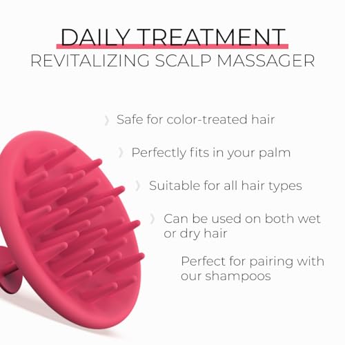 DS Labs Revitalizing Scalp Brush - Silicone Shampoo Massager for a Cleaner, Fresher, Feeling Scalp, Lifts Build Up & Boosts Lather, Ergonomic, Water Resistant, for All Hair Types - color: Pink