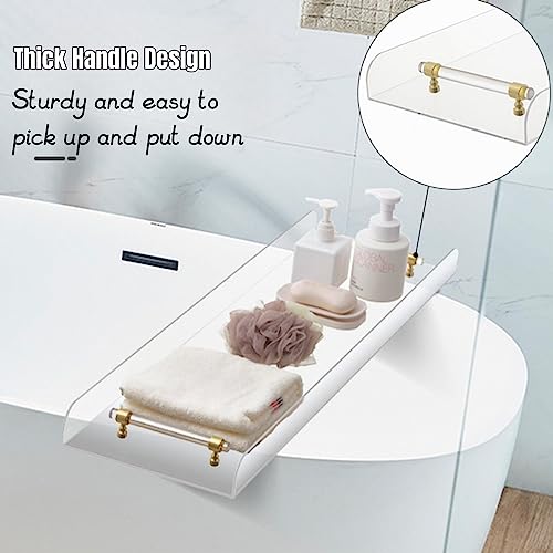 Bathtub Tray, 1 or 2 Person Bath and Bed Luxury Bathtub Caddy Tray Clear Acrylic Bathtub Caddy Tray with Gold Handles Accessories for Bath Tub, 31x9 Inch