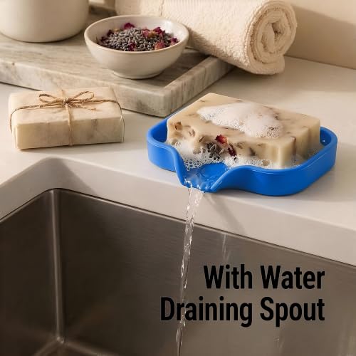 Zulay Kitchen Small Silicone Sponge Holder (4.9x3.3”) – Space-Saving Sink Organizer Tray for Sponge, Soap, Brush & More – Compact Non-Slip Dish for Kitchen & Bathroom (Turkish Sea) - color: Turkish Sea (Small), size: Small (4.9x3.3)