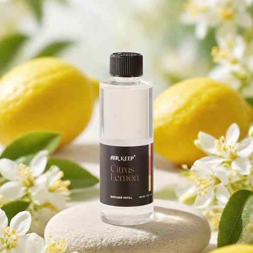Airkeep Citrus Lemon Reed Diffuser Refill – 6.76 fl oz – Premium Scented Oil for Home Aromatherapy – Long-Lasting Fragrance for Reed Diffusers – Perfect for Bathroom, Bedroom & Home Decor - size: 6.76Ounce/1 pack