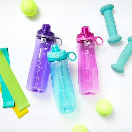 Pogo BPA-Free Plastic Water Bottle with Chug Lid, Blue Atoll, 32 oz. - color: Blue Atoll, size: 32 Ounces