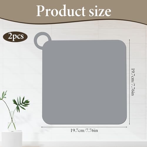 2 Pcs Floor Drain Plug, Floor Drain Cover Silicone Tub Stopper for Kitchen, Bathroom and Laundry 7.8x7.8 Inch Grey