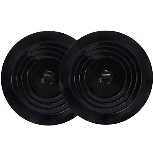V-TOP Tub Stopper 2 Pack, 6 inches Large Silicone Drain Plug Hair Stopper Flat Suction Cover for Kitchen, Bathroom and Laundry - color: 6" Black