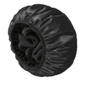 YIZIJIZI Terry Lined Shower Cap, Triple Layer Large Cap for Women, Reusable Waterproof for Long Thick Hair, Black - color: Black