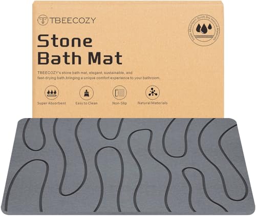 Stone Bath Mat, 24"x32" Large Size Diatomite Fast Drying Non Slip Stone Shower Mat, Super Absorbent for Bathroom & Kitchen, Multi-Use as Pet Mat, Easy to Clean, Gray - color: Style 01-gray, size: 24"x32"