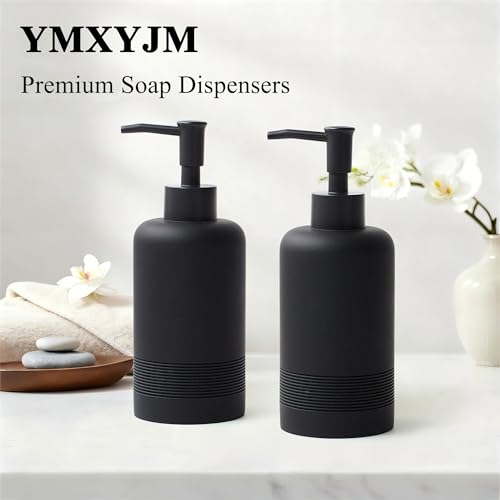 YMXYJM 2pcs/Set Hand Soap Dispenser Sets - 10.8oz Refillable Resin Liquid Soap Dispensers with Rust-Proof Pump for Bathroom Countertop or Kitchen, Classic Black - color: Black