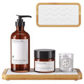 Water Absorbing Stone Tray for Sink, Kitchen Sink Caddy Organizer, Diatomite Bathroom Vanity Counter Tray, Soap Dispenser Sponge Holder, Fast Drying Stone Faucet Mat with Bamboo Tray - color: White