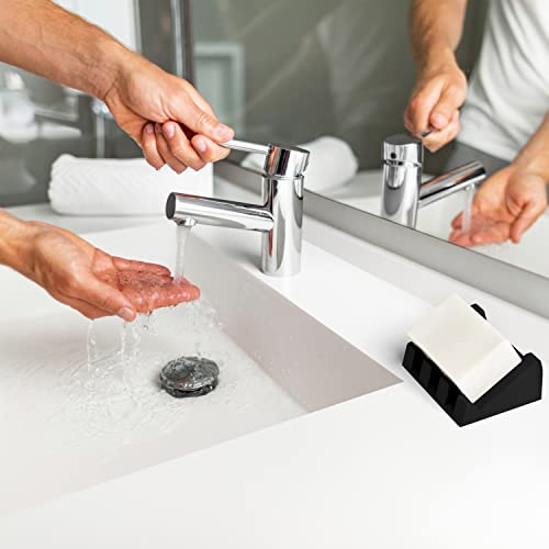 Silicone Soap Dish (USA Patented) Self Draining Bar Soap Holder for Shower Bathroom Sink, Drying Soap Dish Tray Sponge Holder Easy Cleaning Soap Saver Travel Accessories (Black, 2) - color: Black, 2