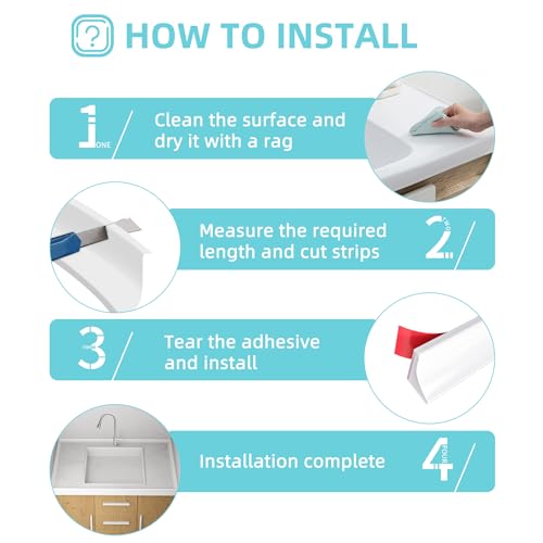 Shower Threshold Water Dam,Walk in Shower Water Guard, Shower Dam Water Barrier Bathroom Sink Splash for Dry And Wet Separation Caulk Seal Strip Edge Trim (39Inch, White) - color: White, style: 39Inch