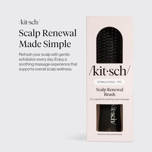 Kitsch Scalp Renewal Brush - Exfoliating & Scalp Massager for Hair Growth, Gentle Head Massage Brush to Remove Buildup, Boost Circulation & Relaxing Head Scrubber for Washing Hair - Black - color: Black