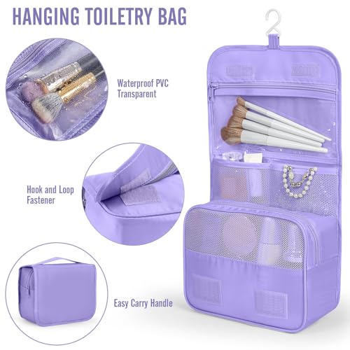 Veken 10 Set Packing Cubes for Travel Essentials,Anti-Wrinkle Buckled Suitcase Organizer for Shoe & Toiletry Bag,Carry On Luggage Bag with 99+ Count Mesh Holes for Airplane & College Dorm Accessories - color: 06 Attractive Purple