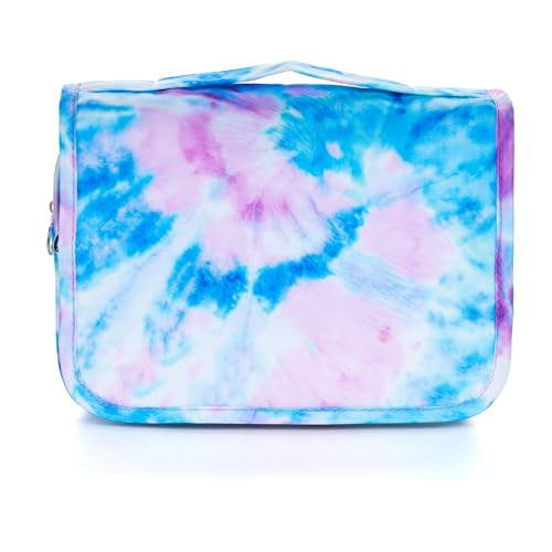 Kids Hanging Toiletry Bag for Girls, Travel Toiletry Bag for Little Young Girls Cosmetic Makeup Waterproof Wash Bag Toddler Traveling Toiletries, Tie Dye Blue - color: Tie Dye-Blue