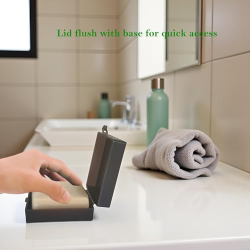 Square Soap Dishes Holder for Shower Travel Soap Container with Lid Lightweight Waterproof Soap Box for Dr. Squatch Men's Soap Bar for Traveling Toiletry Gym Bathroom (Transparent black) - color: Transparent black