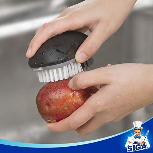 MR.SIGA Fruit and Vegetable Cleaning Brush with Non Slip Comfortable Grip, Pack of 2, Black - color: Black