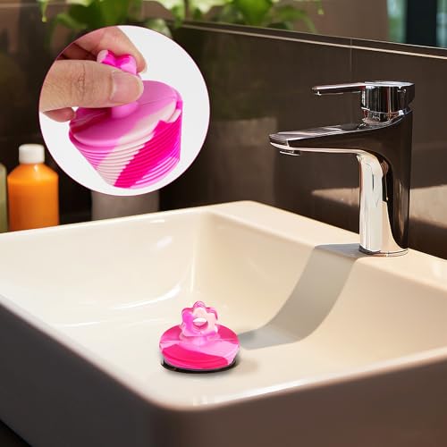 2 Pack Universal Bathtub Stopper Silicone Bathtub Plug for Bathroom Drain Stopper Plug for Kitchen (Pink)