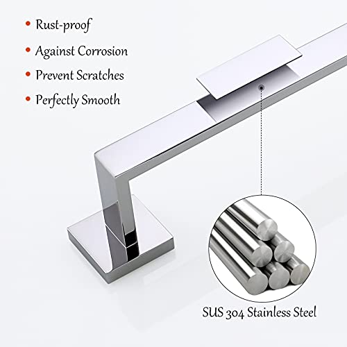 4-Piece Bathroom Hardware Set Chrome Bath Towel Bar Holder Sets Wall Mounted Stainless Steel Bathroom Accessory Kit, Polished Chrome 23.6 Inch - color: Polished Chrome, size: 4-Pieces Set-A