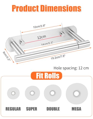 YUET Toilet Roll Holder, Self Adhesive or Screw In Wall Mounted Options, Double Post Pivoting Tissue Roll Holder, Stainless Steel Rustproof Stick On No Drilling Wall Mount for Bathroom Poilshed Chrome - color: Chrome-pivoting