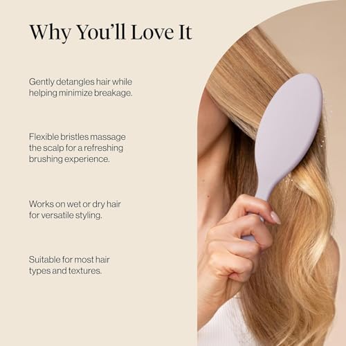 Kitsch Wet/Dry Hair Brush Detangler – Flexi Hair Brush for Women, Men & Kids | Detangling Brush for Curly Hair, Bounce Curl Defining Brush for Wet or Dry Strands - Soft Violet - color: Soft Violet