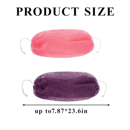 Authentic African Net Sponge Extra Long African Exfoliating Net for Body & Back Scrubber for Shower (3Pac Pink+Deep Purple, Count, 1) - style: 3Pac Pink+Deep Purple