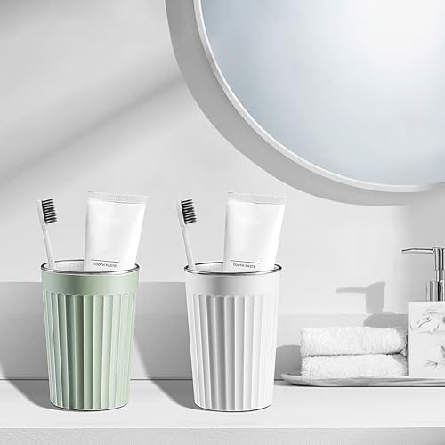 Toothbrush Cup for Bathroom-12oz Unbreakable Stainless Steel Bathroom Cup,Easy to Clean Toothbrush Mouthwash Cup, Reusable Bathroom Tumbler Cups for Home/School/Office(3" x 4.5") (White) - color: White