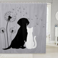 Erosebridal Cat & Dog Bathtub Shower Curtain - Dandelion Bath Curtain, Cute Pet Animal Bathroom Set, Grey Waterproof, 72" W x 78" L - color: Multi 47, size: 72"W x 78"L (Pack of 1)