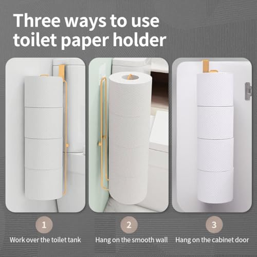 Conworld Toilet Paper Storage Wall Mount, Over The Tank Toilet Tissue Roll Holder Dispenser Reserve for Bathroom Storage and Organization, for 4 Roll Tissue, Gold, 1 Pack - color: Gold,hold 4 Rolls-1 Pcs