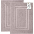 Feather & Stitch 2 Piece Towel Like Bath Mats (30x21 Inch) 100% Cotton Terry Bath Mats, Bathroom Shower Floor Mats [NOT A Bathroom Rug], Soft Absorbent Washable Mats- Taupe - color: Taupe