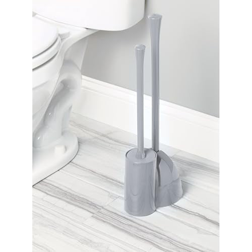 iDesign Compact Toilet Brush and Plunger Set, Gray | Bathroom Cleaning, Storage - color: Gray, style: Pack of 1