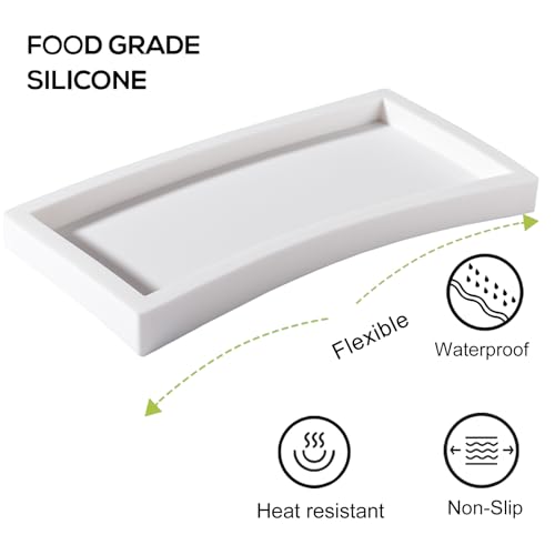Silicone Bathroom Vanity Tray Dish Soap Holder Sink Organizer, White | Large, Thickened Silicone, Easy to Clean, Waterproof, Non-Slip, for Countertop, Kitchen, Bedroom, Dresser - color: White, size: 9.8" x 4.7"