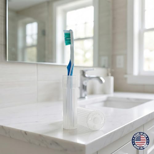 American Comb Toothbrush Holder - White, Made in USA, with Ventilation Holes, for Toothbrush Covers, Toothbrush Holder, Toothbrush Soft, Durable Design, Hygienic Bathroom Accessory - color: White